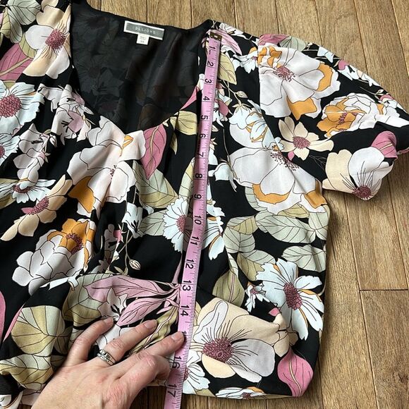 Pleione bubble top black‎ floral blouse top cropped size XS - Picture 5 of 10
